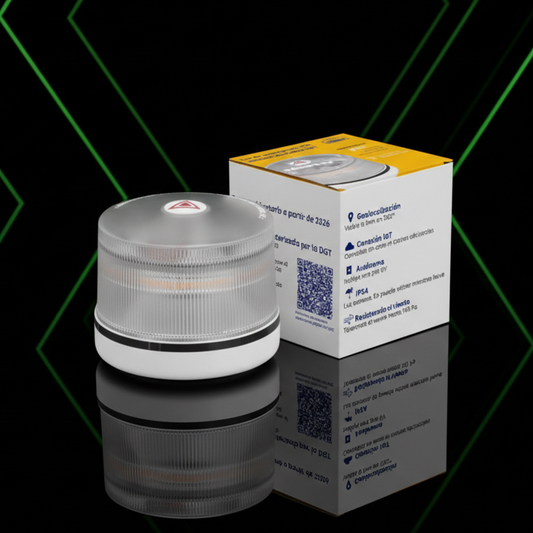 Baliza con caja en fondo oscuro